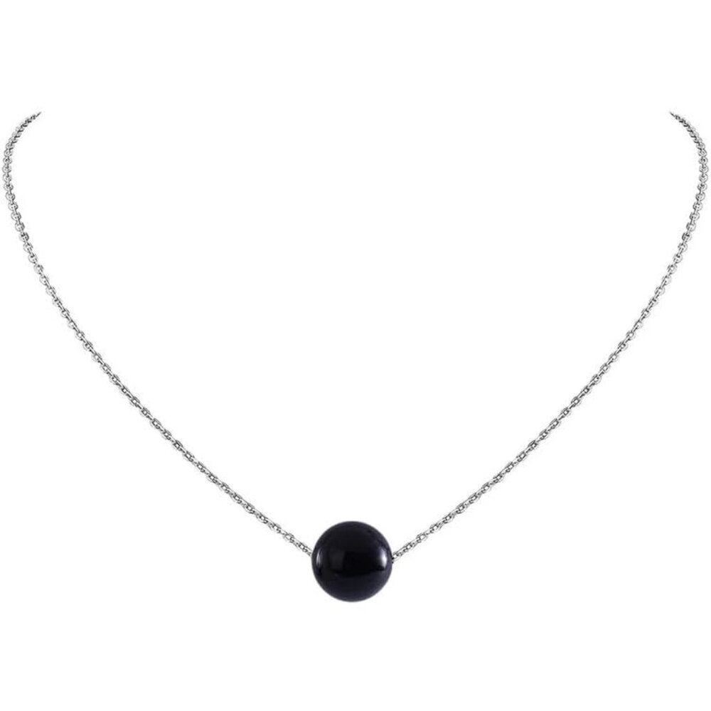 Handmade Black Onyx Pendant Necklace on Sterling Silver - Adjustable Length